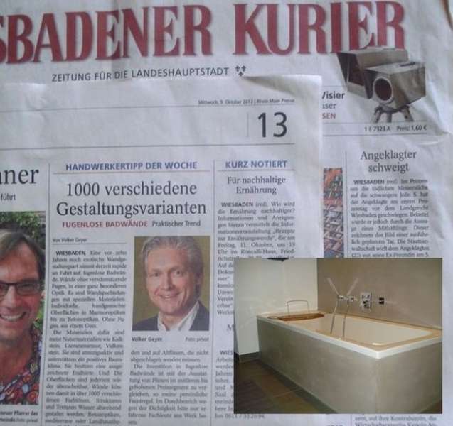 Malerische_Wohnideen - fugenloses Bad Wandgestaltung Badwände fugenlose Bäder Wiesbadener Kurier a